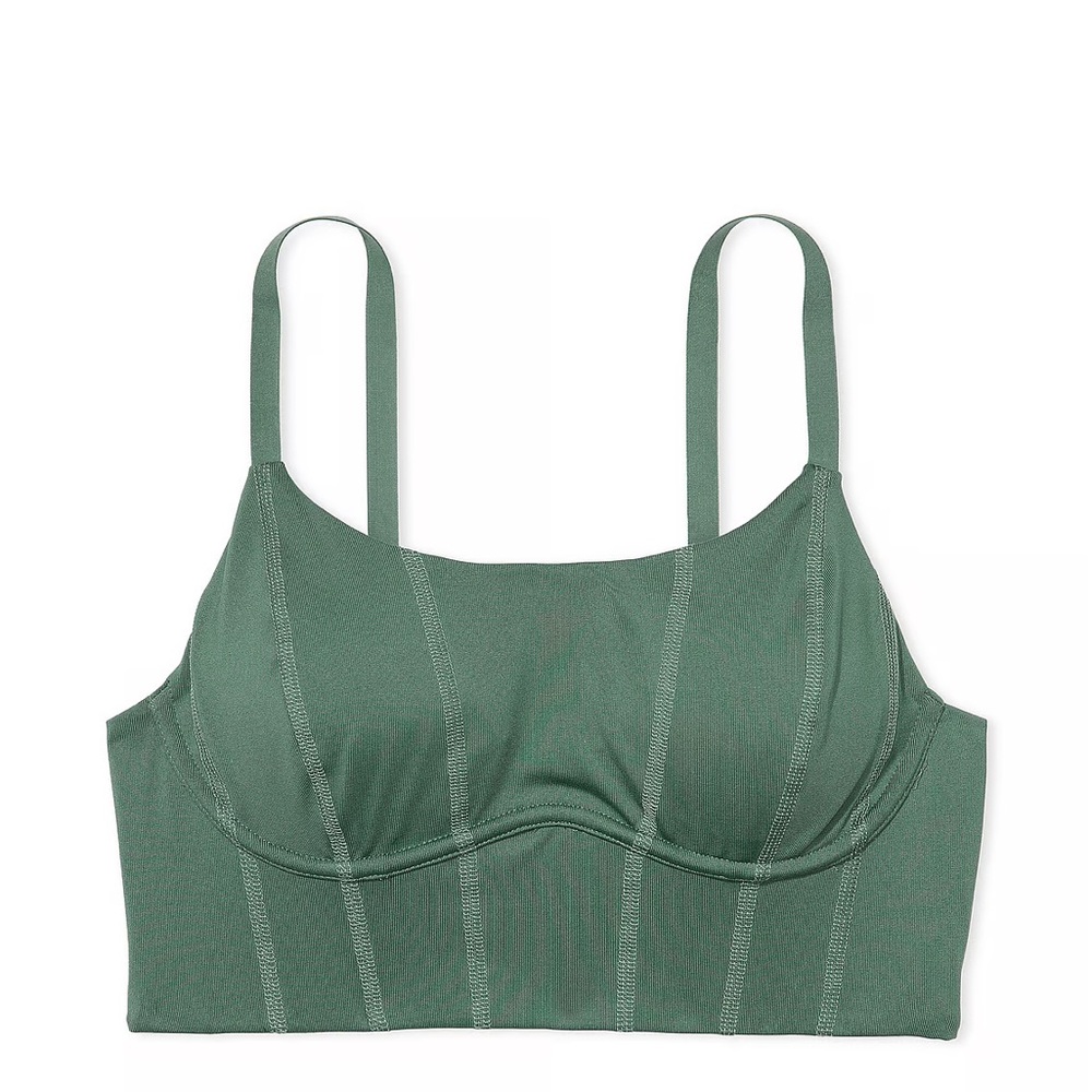 Victoria Secret/Pink cropped workout tank, wire detail, green corset workout top